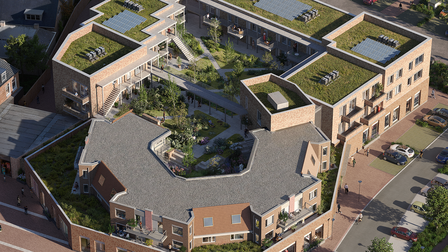 Impressie van de geplande herontwikkeling van winkelcentrum Molenhoek in Wervershoof.