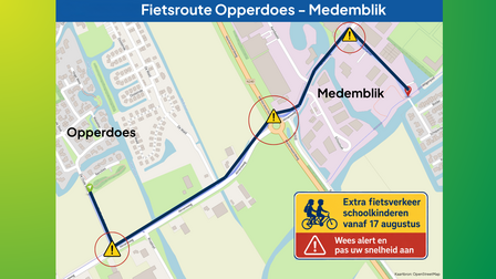 afbeelding met de fietsroute van Opperdoes naar Medemblik